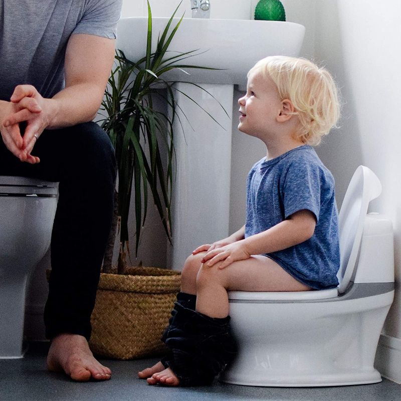 Photo 4 of Nuby My Real Potty Training Toilet with Life-Like Flush Button & Sound for Toddlers & Kids, White/Gray