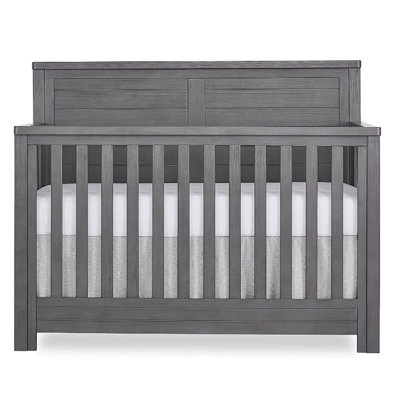 Photo 1 of Evolur Belmar Flat 5-in-1 Convertible Crib in Rustic Grey, Greenguard Gold Certified