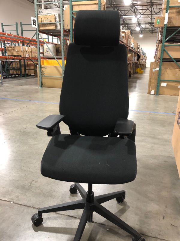 Photo 3 of Steelcase Gesture Office Desk Chair with Headrest Plus Lumbar Support Cogent Connect Licorice 5S26 Fabric Standard Black Frame