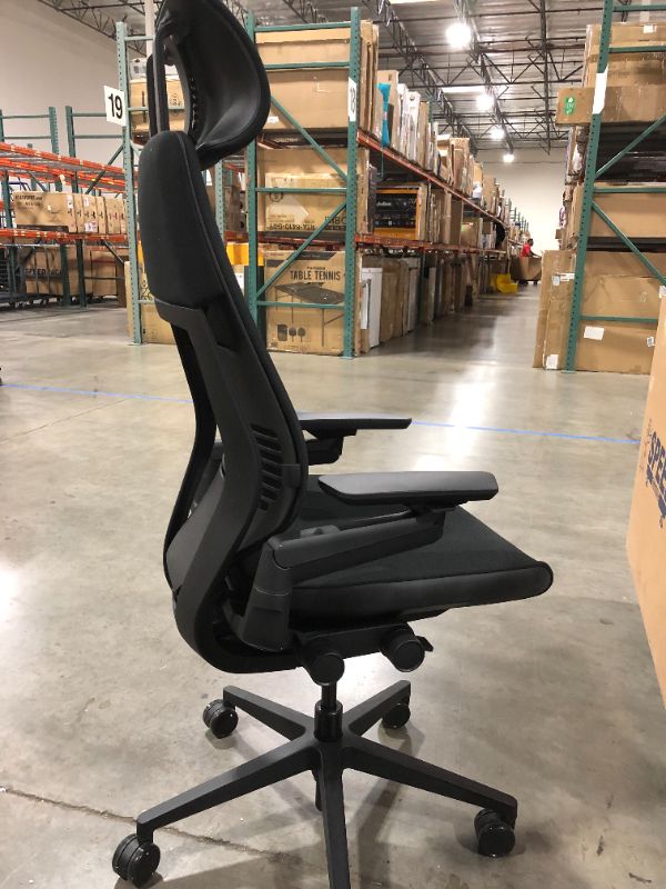 Photo 4 of Steelcase Gesture Office Desk Chair with Headrest Plus Lumbar Support Cogent Connect Licorice 5S26 Fabric Standard Black Frame