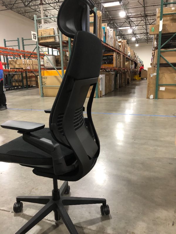 Photo 5 of Steelcase Gesture Office Desk Chair with Headrest Plus Lumbar Support Cogent Connect Licorice 5S26 Fabric Standard Black Frame