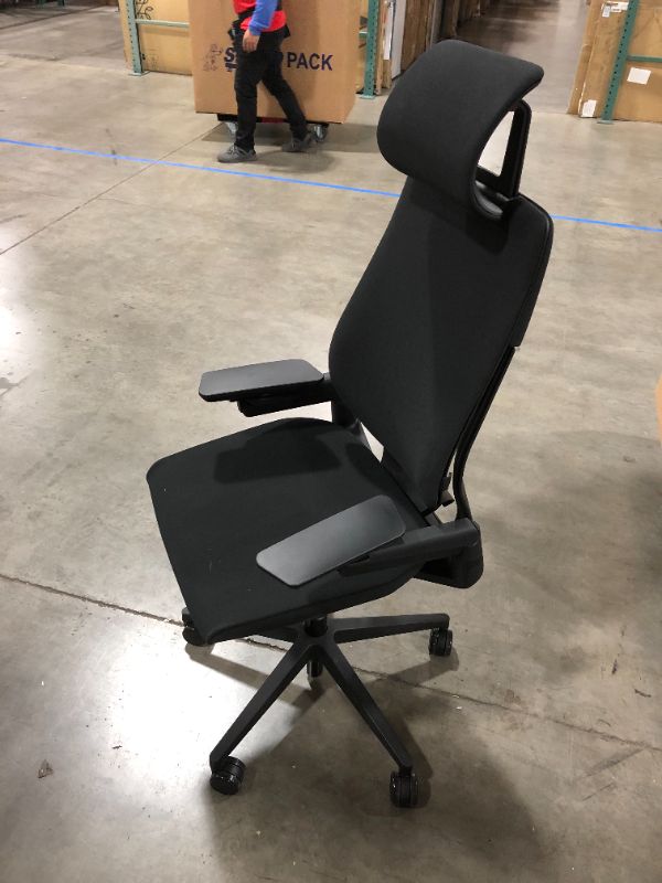 Photo 2 of Steelcase Gesture Office Desk Chair with Headrest Plus Lumbar Support Cogent Connect Licorice 5S26 Fabric Standard Black Frame