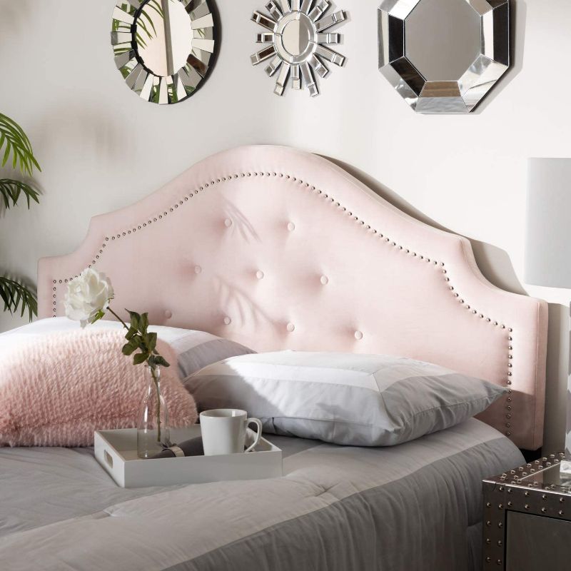 Photo 1 of Baxton Studio Cora Modern and Contemporary Light Pink Velvet Fabric Upholstered King Size Headboard
