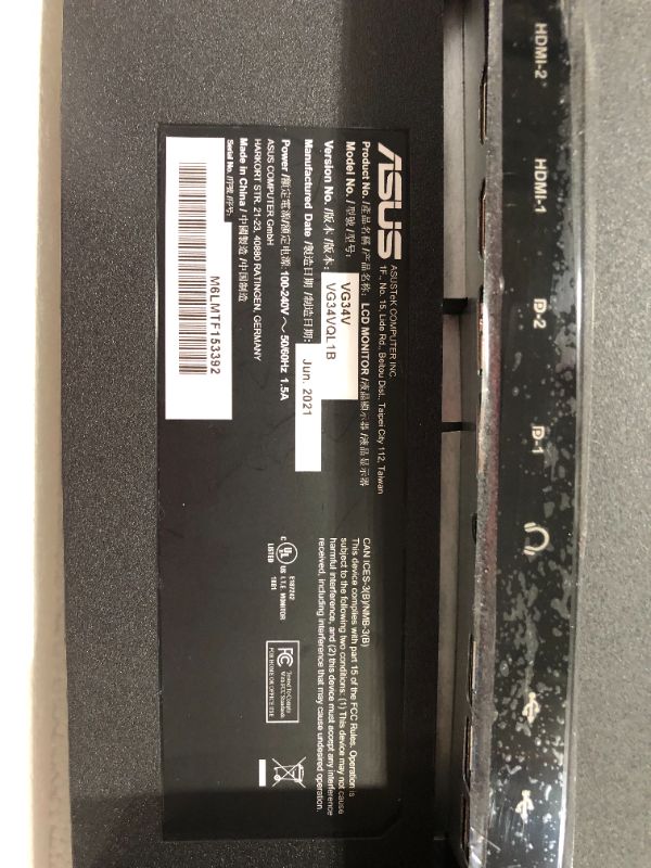 Photo 4 of ASUS TUF Gaming 34" 21:9 165 Hz Free Sync Curved HDR VA Monitor