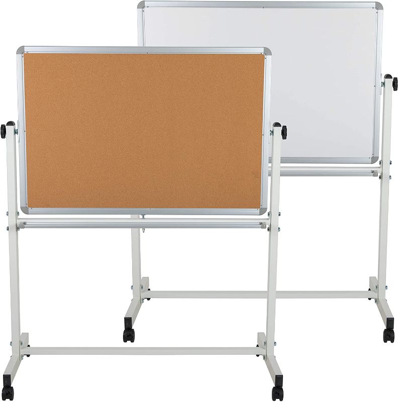 Photo 1 of 34x58 inch Flash Furniture Series  Reversible Mobile Cork Bulletin Board and White Board with Pen Tray (does not include Stand)
