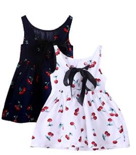 Photo 1 of AmyStylish Little Girls 100% Cotton Summer Tie-Up Play-Wear Casual Dress,2Pack
