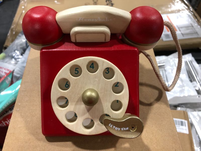 Photo 2 of Le Toy Van - Vintage Wooden Toy Phone Role Play Toy | Boys Or Girls Pretend Play Toy Food Playset - for Ages 2+
