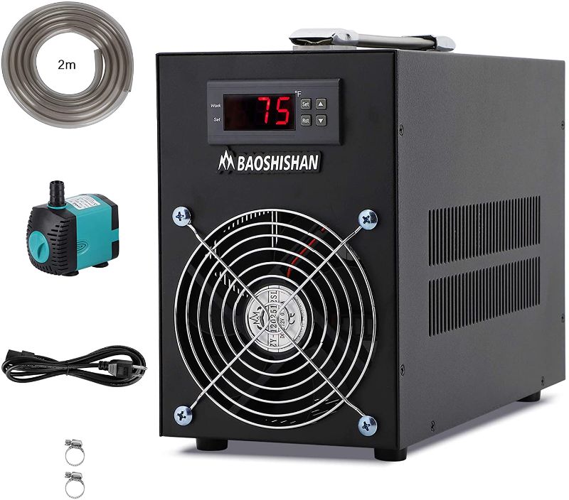 Photo 1 of 
BAOSHISHAN 50L Aquarium Chiller 13gal Small Fish Tank Chiller Electronic Refrigeration with Temperature Probe and Pump for Water Weeds Coral Crystal Shrimp...