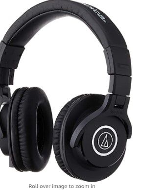 Photo 1 of Audio-Technica ATH-M40x Professional Studio Monitor Headphone, Black, with Cutting Edge Engineering, 90 Degree Swiveling Earcups, Pro-grade Earpads/Headband, Detachable Cables Included