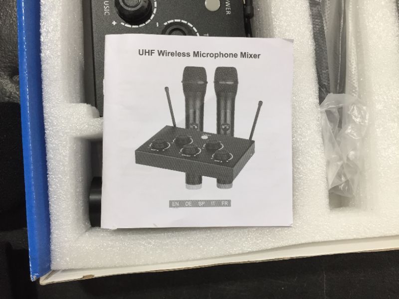 Photo 2 of Portable Karaoke Microphone Mixer System Set, with Dual UHF Wireless Mic, HDMI & AUX In/Out for Karaoke, Home Theater, Amplifier, Speaker