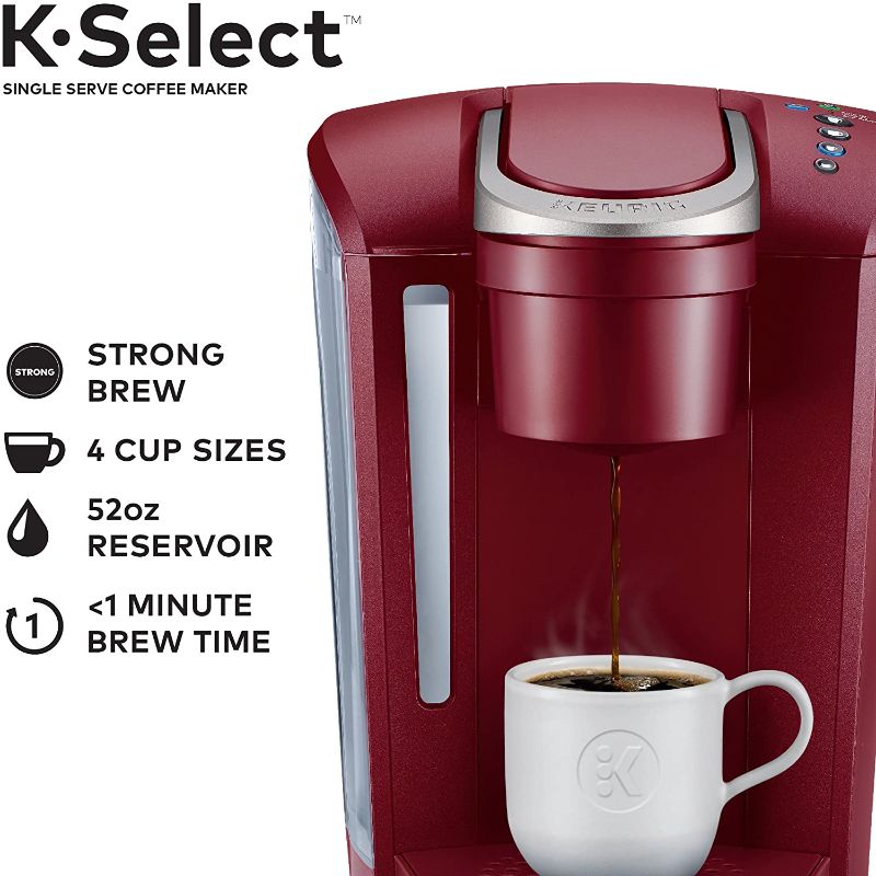 Photo 2 of Keurig K-Select Coffee Maker, Single Serve K-Cup Pod Coffee Brewer, With Strength Control and Hot Water On Demand, Vintage Red
