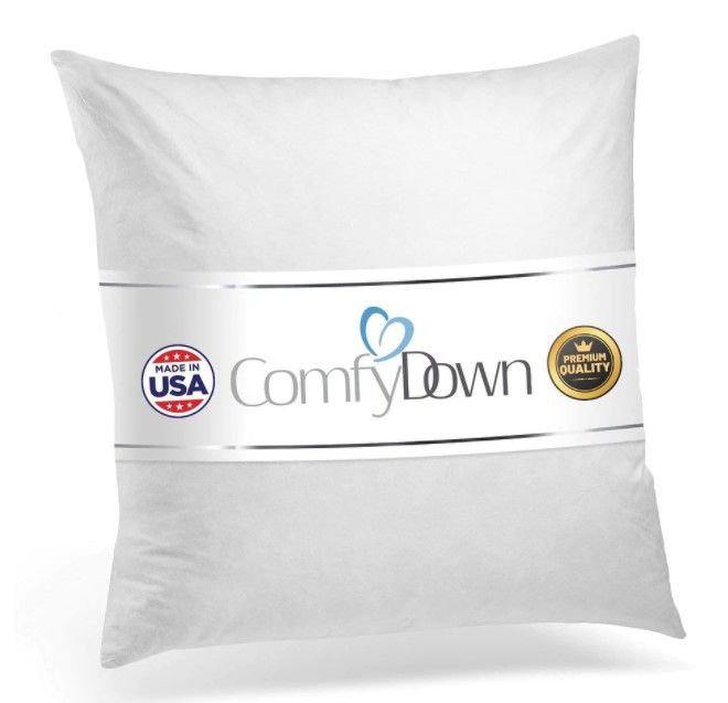 Photo 1 of ComfyDown 95% Feather 5% Down, Square Decorative Pillow Insert, Sham Stuffer. - 28" x 28"
