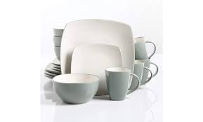 Photo 1 of gibson elite soho lounge 16 piece dinnerware set teal white