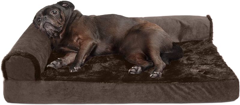 Photo 1 of Furhaven Orthopedic CertiPUR-US Certified Foam Pet Beds for Small, Medium, and Large Dogs and Cats - Two-Tone L Chaise, Southwest Kilim Sofa, Faux Fur Velvet Sofa Dog Bed, and More
