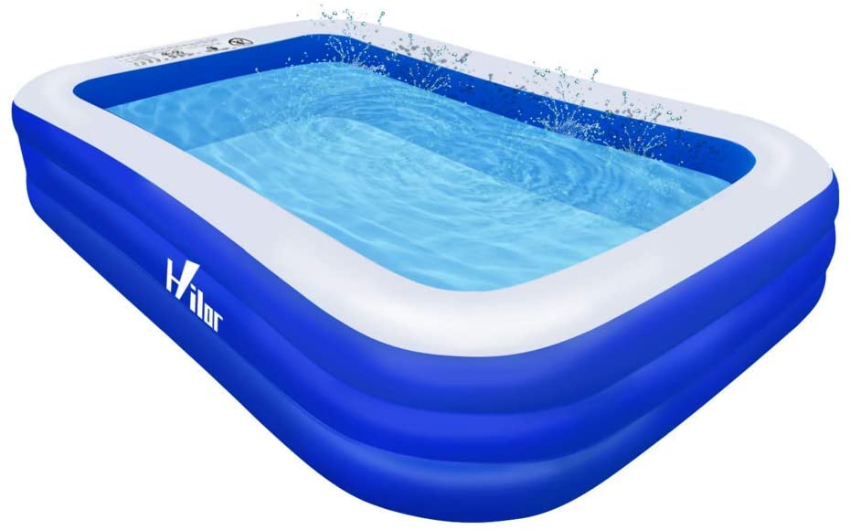 Photo 1 of Hilor Inflatable Swimming Pool, 120"x72"x22" Full-Sized Swimming Pools Above Ground for Kids, Adults, Garden, Backyard, Outdoor Swim Center Water Party Family Pool Royal Blue
