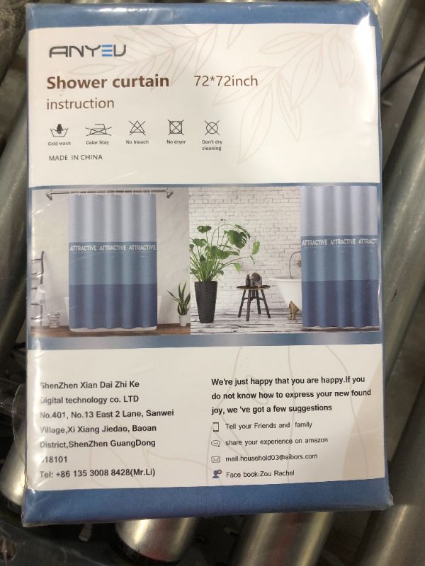 Photo 1 of anyu shower curtains 72X72 BLUE