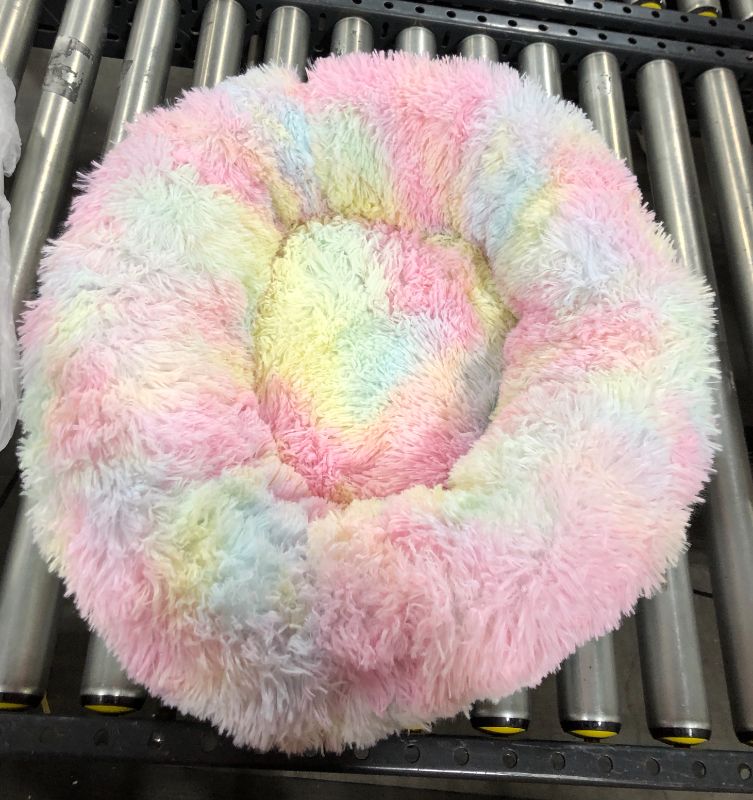 Photo 1 of Shaggy Fur Rainbow Tie Dye Bean Bag - Unicorn
