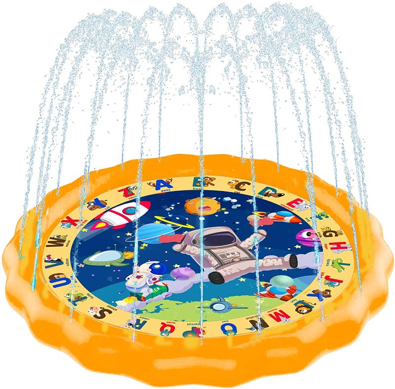 Photo 1 of Scientoy Splash Pad, 68” Sprinkler for Kids & Toddlers, Sprinkler Play Mat Outdoor Water Toys for Family & Friend, Space Wading Pool for Games and Learning for Party
