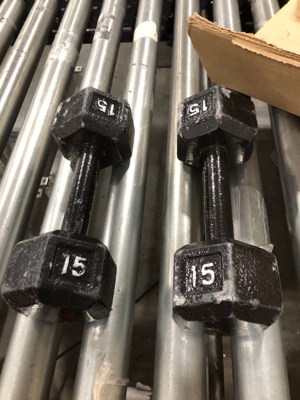 Photo 1 of 2 PACK 15 LB DUMBBELLS  