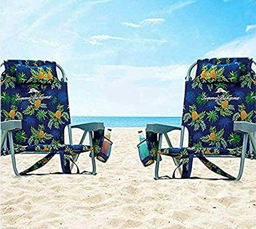 Photo 1 of 2 Tommy Bahama Backpack Beach Chairs Blue/Pineapple
