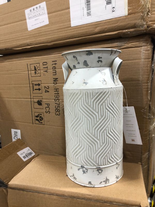 Photo 1 of 4 PACK!!! Putuo Decor Vintage Galvanized Milk Can, Rustic Flower Vase, Primitive French Country Farmhouse Home Decor 5"x10"