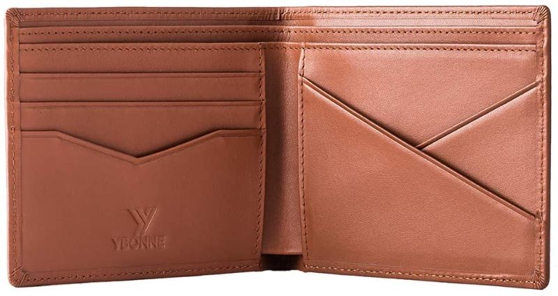 Photo 1 of YBONNE Men’s Standard Bifold Wallet with RFID Blocking, Made of Full-grain Leather
