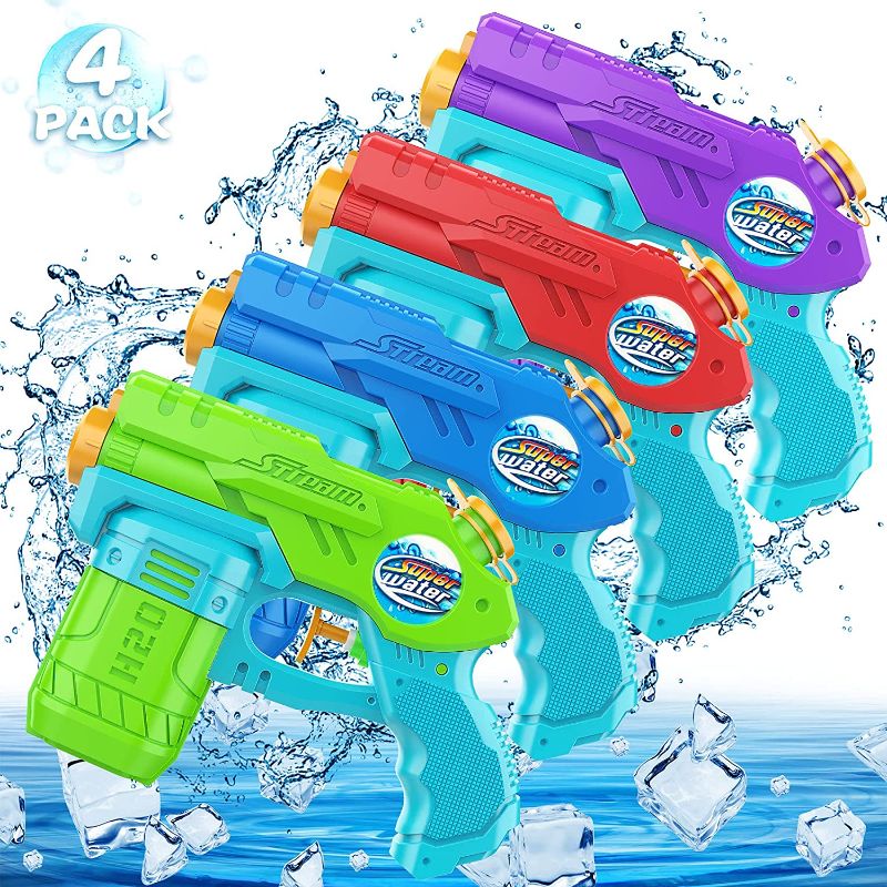 Photo 1 of AOLUXLM Water Guns, 4 Packs Water Toys for Kids Toddlers, Small Water Pistols for Boys 3+ Years Old, Water Blaster with 135ml Capacity for Outdoor Beach Pool Fun
