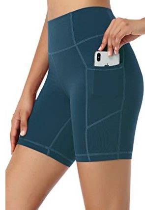 Photo 1 of AXESEA High Waist Yoga Shorts with Side Pockets Tummy Control Workout Running Shorts Athletic Non See-Through Yoga Shorts
SMALL