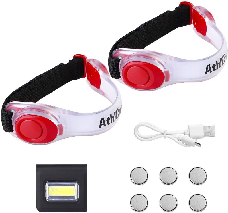 Photo 1 of AthlChamp Clip On Night Running Light with USB Rechargeable LED Light, and LED Light Up Armband, Multi-use Camping, Hiking, Running, Jogging, Outdoor Adventure
