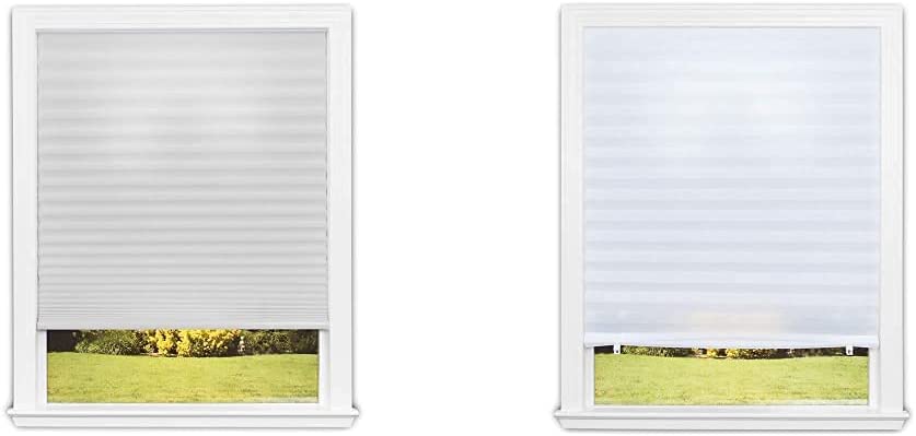 Photo 1 of Easy Lift Trim-at-Home Cordless Pleated Light Filtering Fabric Shade White, 36 in x 64 in