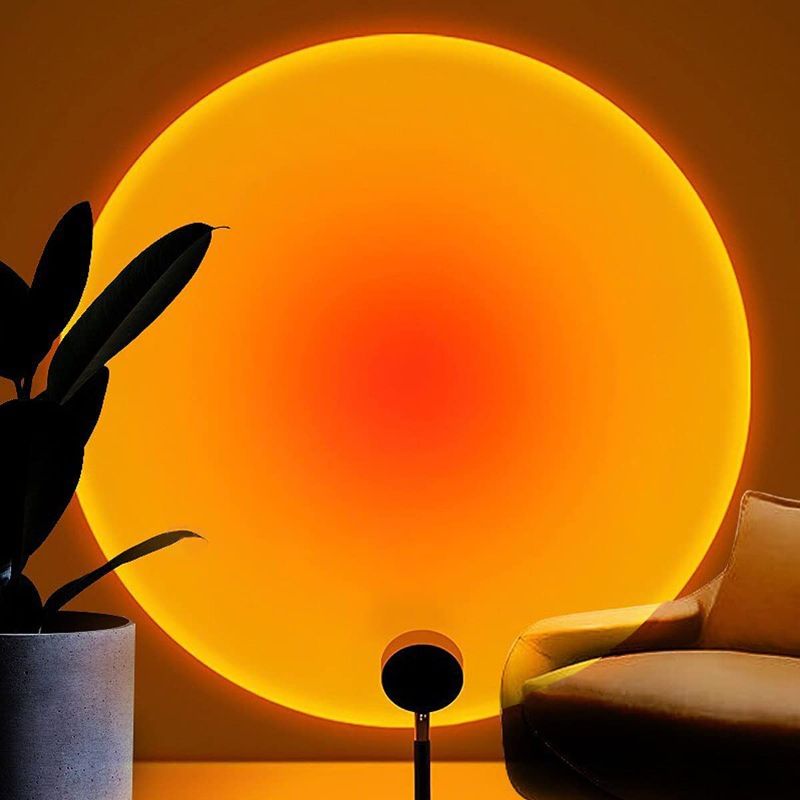 Photo 1 of unset Lamp Projection Rotation Rainbow Projection Lamp Led Romantic Visual Led Light Network Red Light with USB Modern Floor Stand Night Light Living Room Bedroom Decor (Sunset Red)