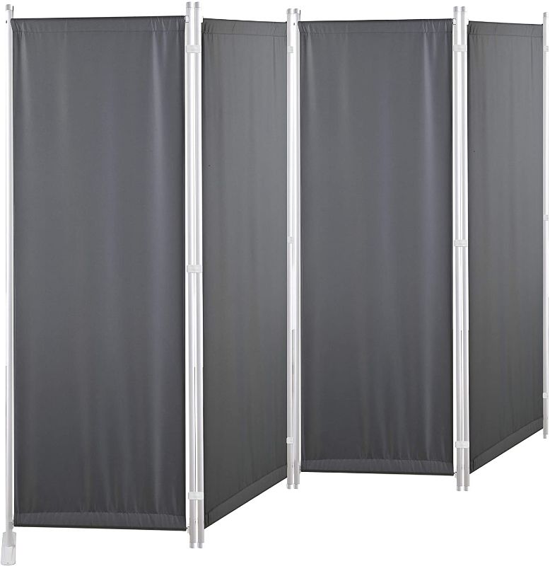 Photo 1 of 4 Panel Partition Room Dividers Folding Privacy Screen Temporary Wall Divider Freestanding Room Separator (Grey)
