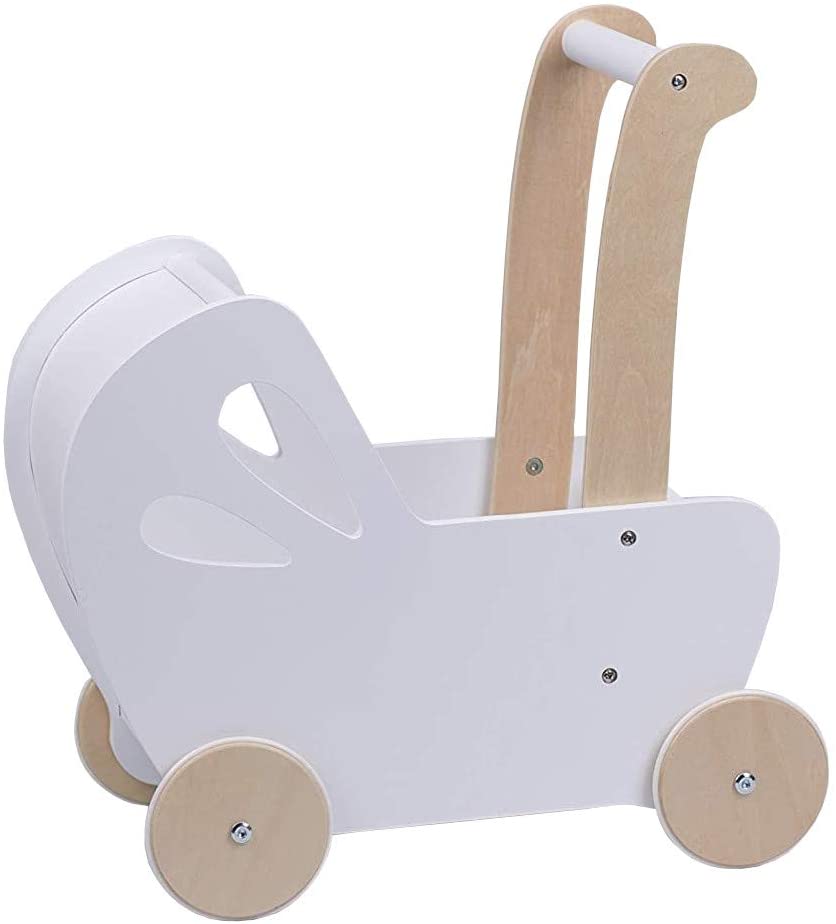 Photo 1 of LINE Baby Doll Wooden Pram In White, Toy
