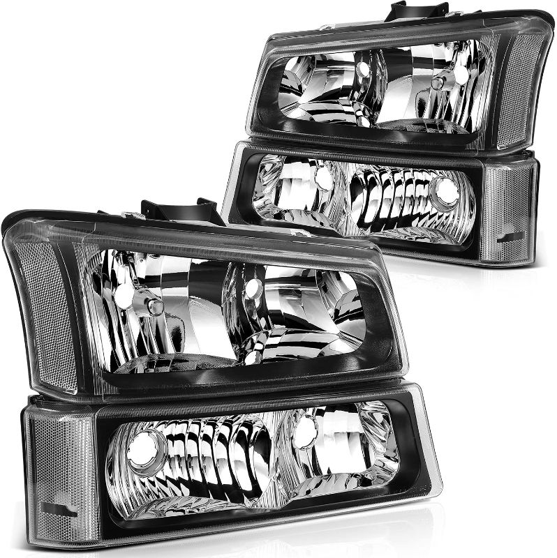 Photo 1 of ANPART Headlight Assembly 2 PCS A Set For Chevrolet Avalanche 1500/2500 2003-2006(For Avalanche without Body Cladding Model) Black Housing Clear Reflector Clear lens Headlamp Driver Passenger Side
