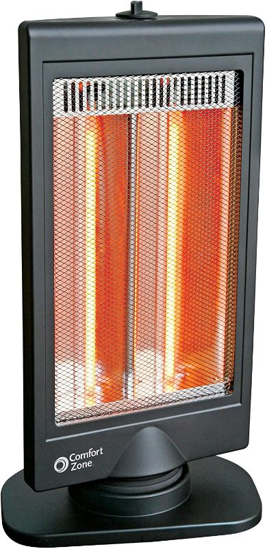 Photo 1 of Comfort Zone CZHTV9 Oscillating Electric Halogen Radiant Heater with Slimline Flat Panel Design, Black