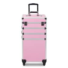 Photo 1 of 4 in 1 Rolling Makeup Case Makeup Trolley Case With Wheels Makeup Travel Case Organizer (PINK)