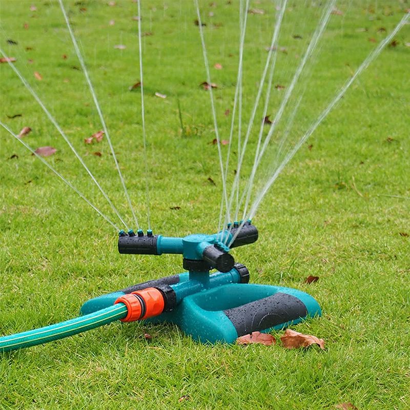Photo 1 of XUMOSINA Lawn Sprinkler Sprinklers for Yard 360 Rotating Yard Sprinkler with Large Area Coverage Leak Free Design Durable 3 Arm Sprayer 80 Psi Series Easy Hose Connection Sprinklers (TPR-Green)
