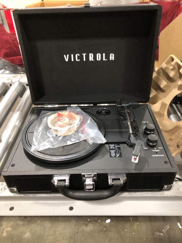 Photo 1 of Victrola Vintage 3-Speed Bluetooth Portable Suitcase Record Player with Built-in Speakers | Upgraded Turntable Audio Sound| Includes Extra Stylus | Black, Model Number: VSC-550BT-BK
