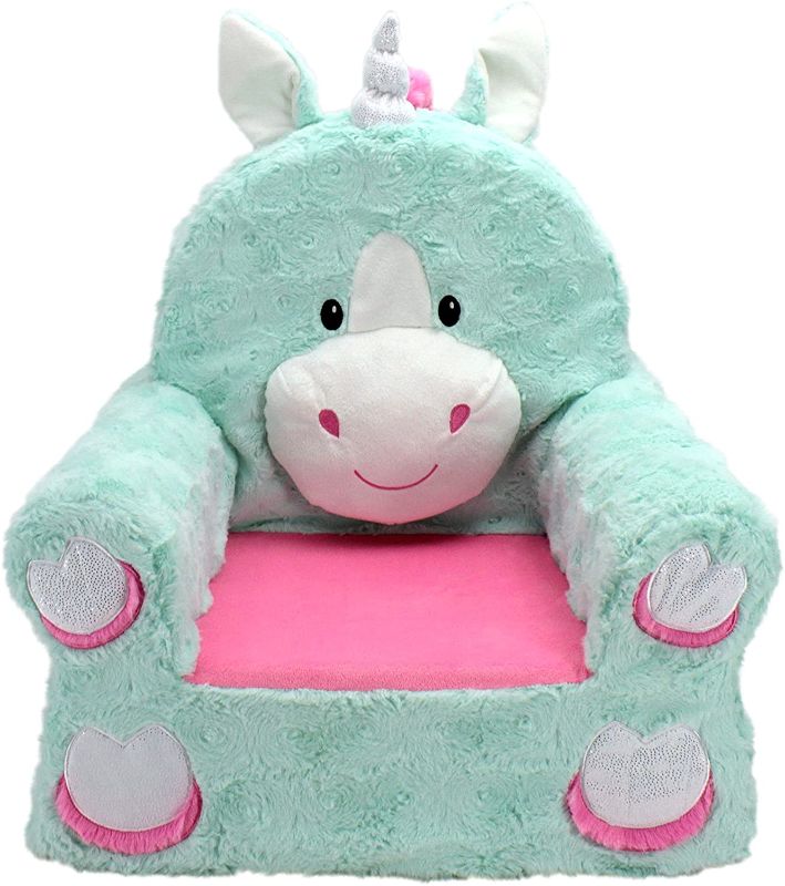 Photo 1 of Animal Adventure | Sweet Seats | Teal Unicorn Children's Plush Chair, Larger :14" x 19" x 20"
