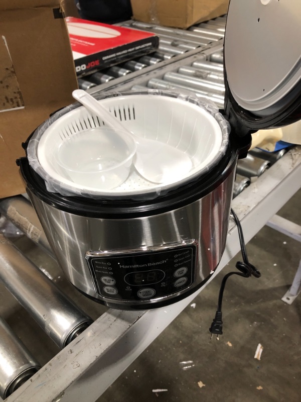 Photo 5 of Hamilton Beach Digital Programmable Rice Cooker & Food Steamer, 14 Cups Cooked (7 Uncooked) With Steam & Rinse Basket, Stainless Steel (37548)
