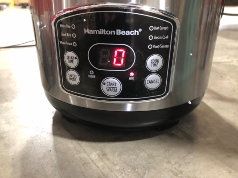 Photo 1 of Hamilton Beach Digital Programmable Rice Cooker & Food Steamer, 14 Cups Cooked (7 Uncooked) With Steam & Rinse Basket, Stainless Steel (37548)
