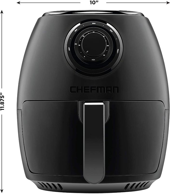 Photo 1 of CHEFMAN Small Air Fryer Healthy Cooking, 3.6 Qt, Nonstick, User Friendly and Dual Control Temperature, w/ 60 Minute Timer & Auto Shutoff, Dishwasher Safe Basket, Matte Black,