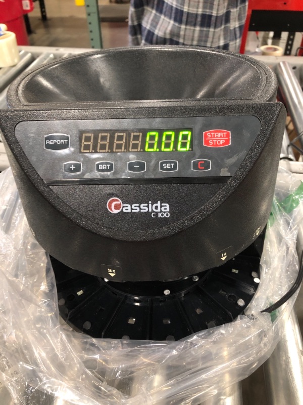 Photo 2 of Cassida C100 Electronic Coin Sorter/Counter, Countable coins 1¢, 5¢, 10¢, 25¢, 250 coins/min, 110 VAC
