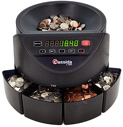 Photo 1 of Cassida C100 Electronic Coin Sorter/Counter, Countable coins 1¢, 5¢, 10¢, 25¢, 250 coins/min, 110 VAC
