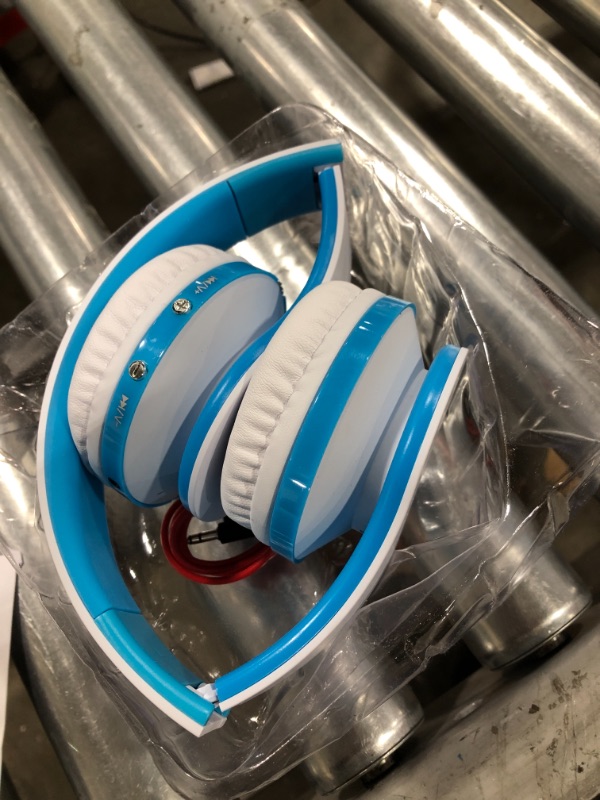 Photo 3 of Wireless Over Ear Stereo Foldable Headphones – White + Blue
