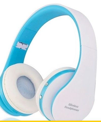 Photo 1 of Wireless Over Ear Stereo Foldable Headphones – White + Blue
