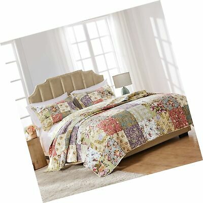 Photo 1 of Greenland Home Blooming Prairie Cotton Patchwork Quilt Set, King/California King (3 Piece)
