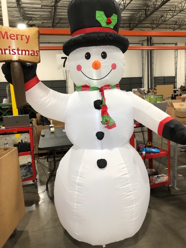 Photo 2 of  8ft Christmas Inflatable Decorations Built-in LED Outdoor Yard Lawn Lighted for Holiday Season, Quick Air Inflated, 8 Feet High, Snowman w/Board
