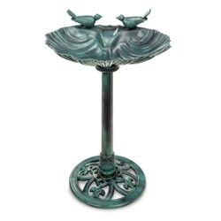 Photo 1 of Alpine Corporation 33" Lotus Birdbath With Birds - Blue
