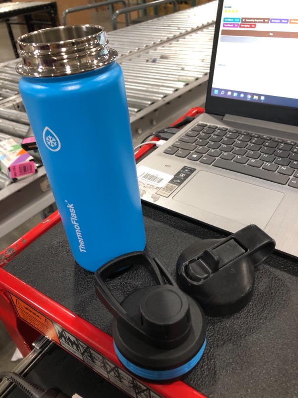 Photo 1 of Blue ThermoFlask, 2 LIDS with Straw